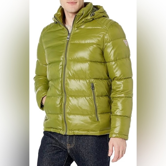 Guess Olive Puffer Jacket for Men - Picture 2 of 4
